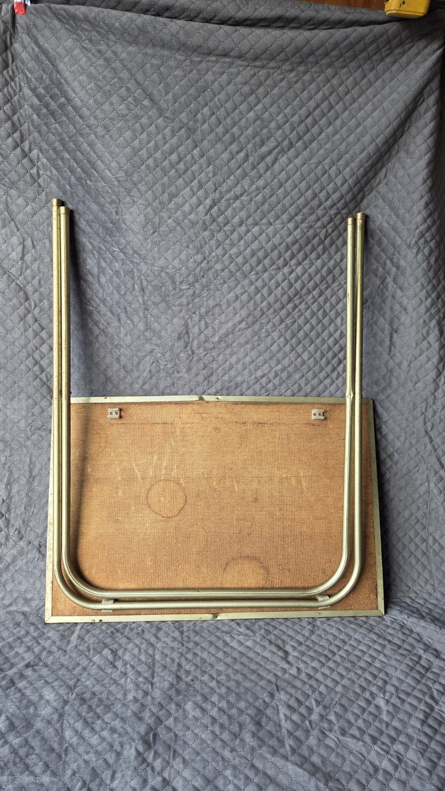 Vintage Folding TV Trays Beige Floral MCM Metal & Fiberboard Nel Cary