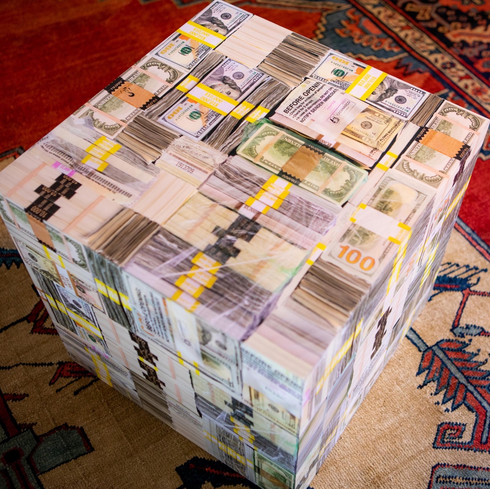 Hush Money Money Cube End Table – Hyper Realistic From All Sides Fast Shipping