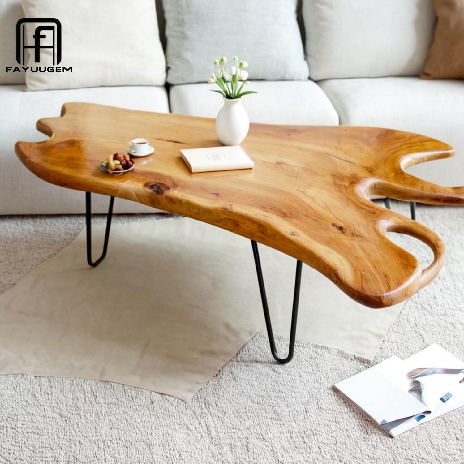 Live Edge Wood Coffee Table – Rustic Natural Design for Your Living Room