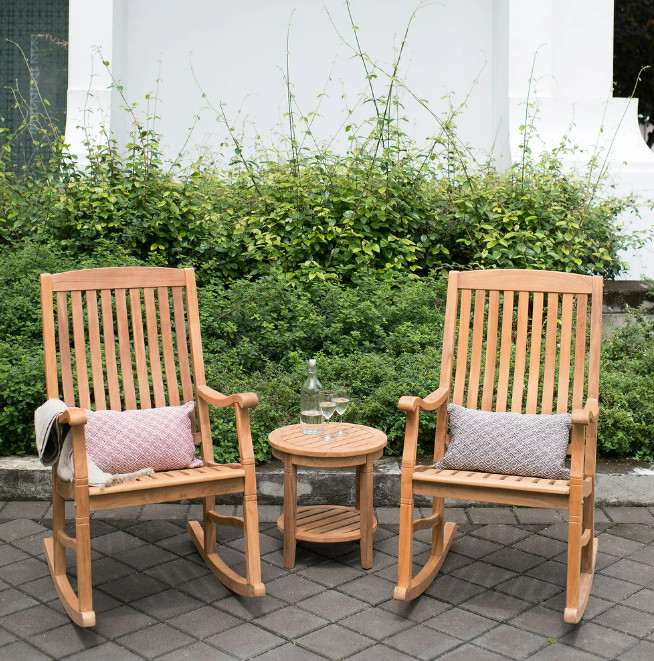 18″ Teak Coffee Table Wood Side End Patio Furniture Out Door Natural Porch Round