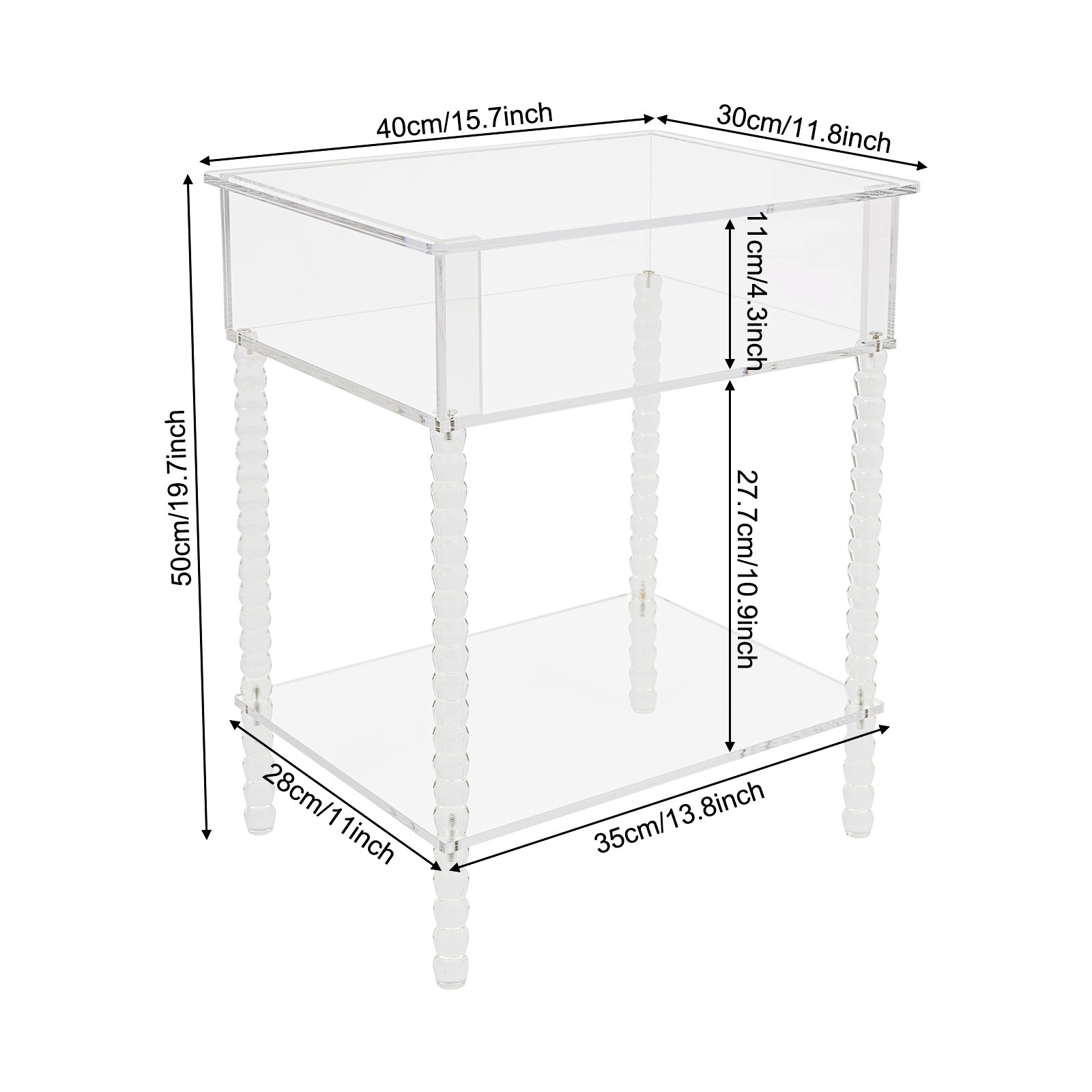 Acrylic Side Table End Table With Storage Nightstand For Living Room Bedroom