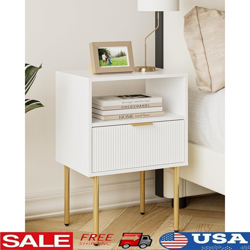 Compact Modern Nightstand Stylish Bedside Table W/ Drawer Bedroom Living Room US