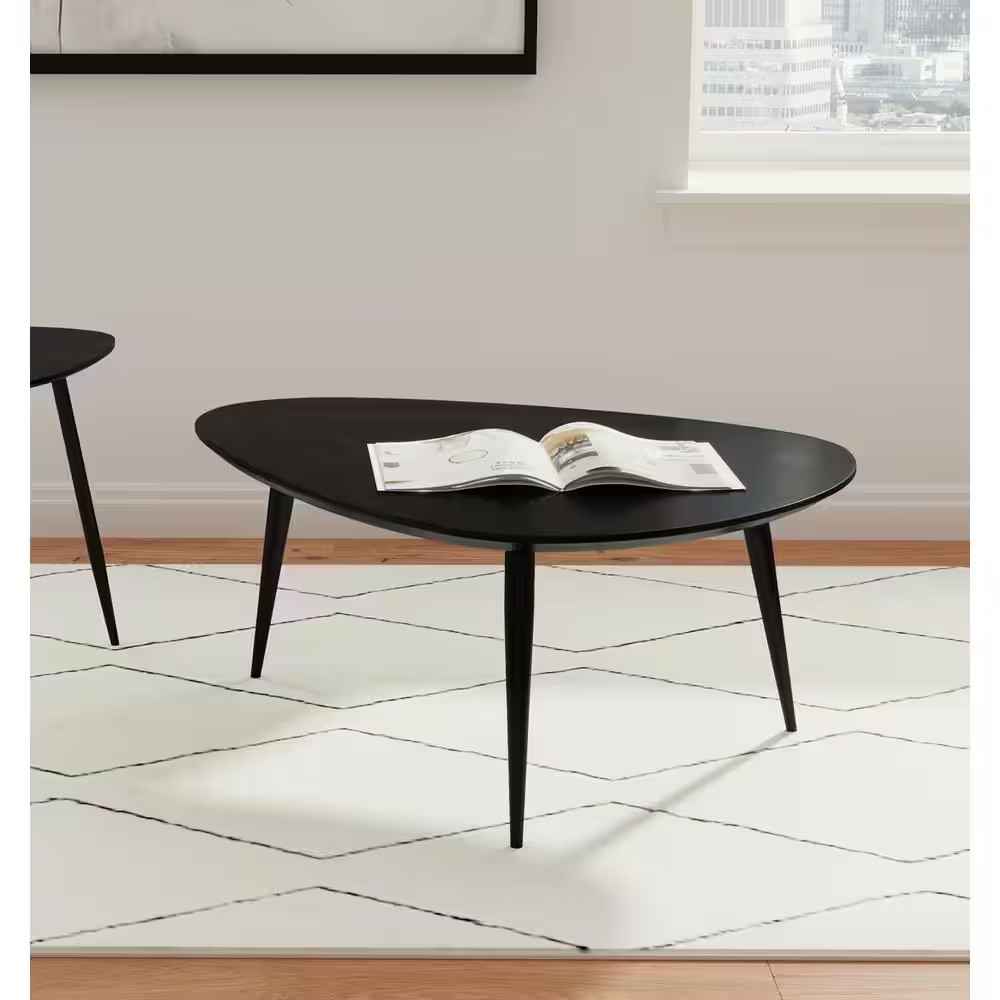 Odessa 39 In. Black Triangle Wood Coffee Table
