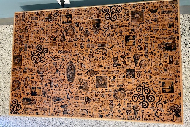 OOAK Handmade Hand-stamped TATTOO ART Wood COFFEE TABLE by PATRICIA & JON HECKER