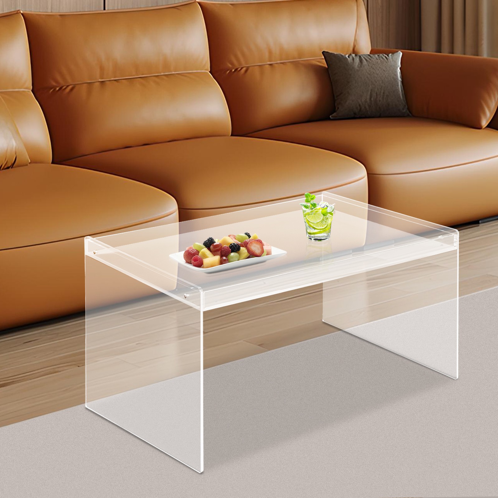31.5*19.7*15.7in Modern Clear Acrylic Rectangle Coffee Table for Living Room