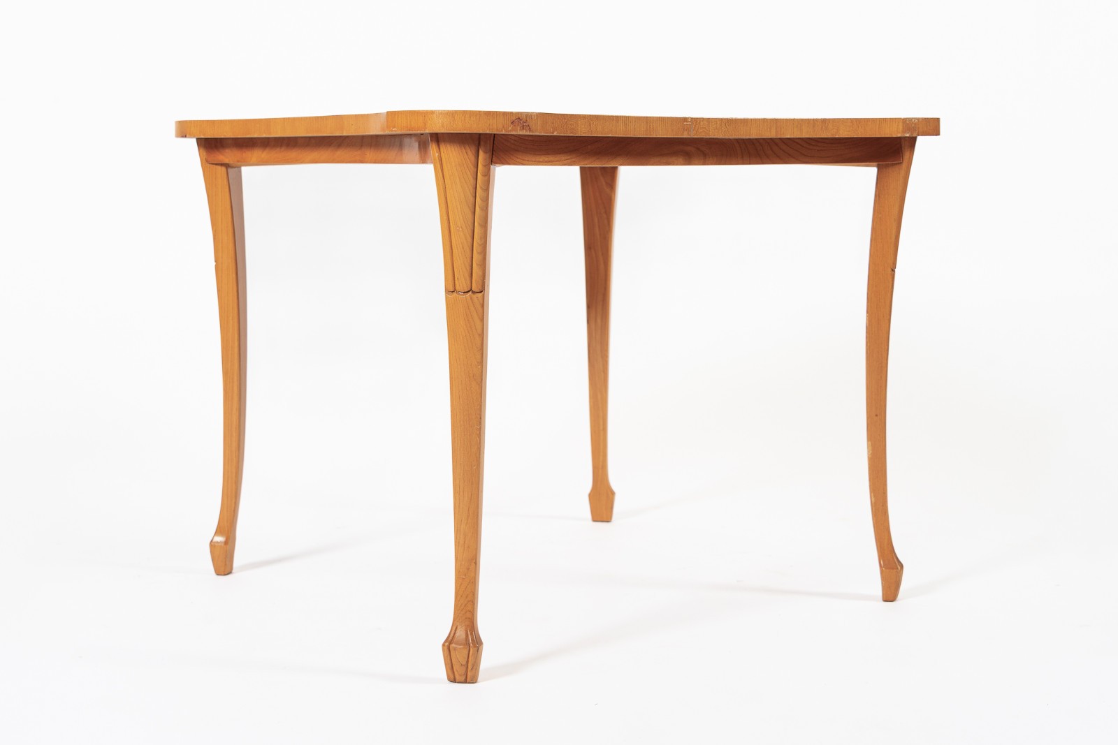 1940s Vintage Art Deco Swedish Square Beech Scalloped Table