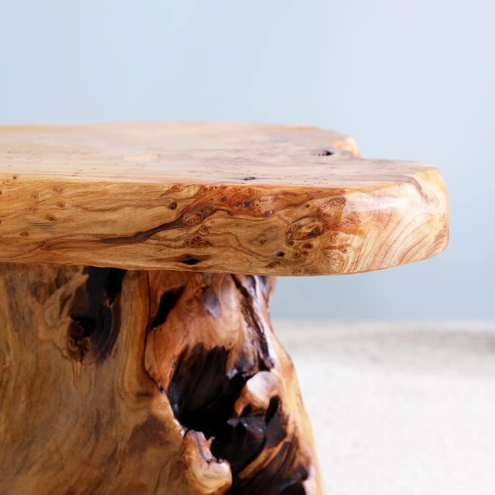 13.8″ Cedar Stump Stool Natural Wood Side Table Live Edge Coffee Table