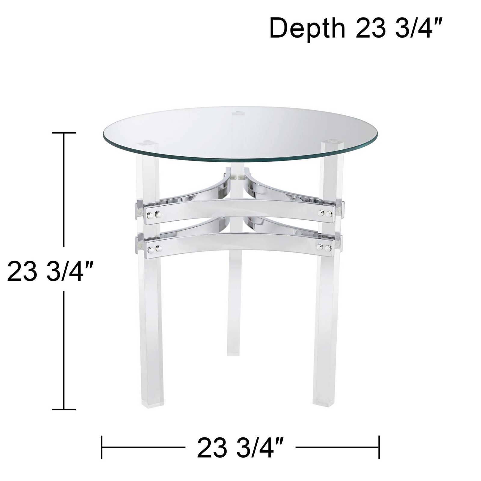 Serenity Modern Acrylic Round Accent Table 23 3/4″ Wide Clear Glass Living Room