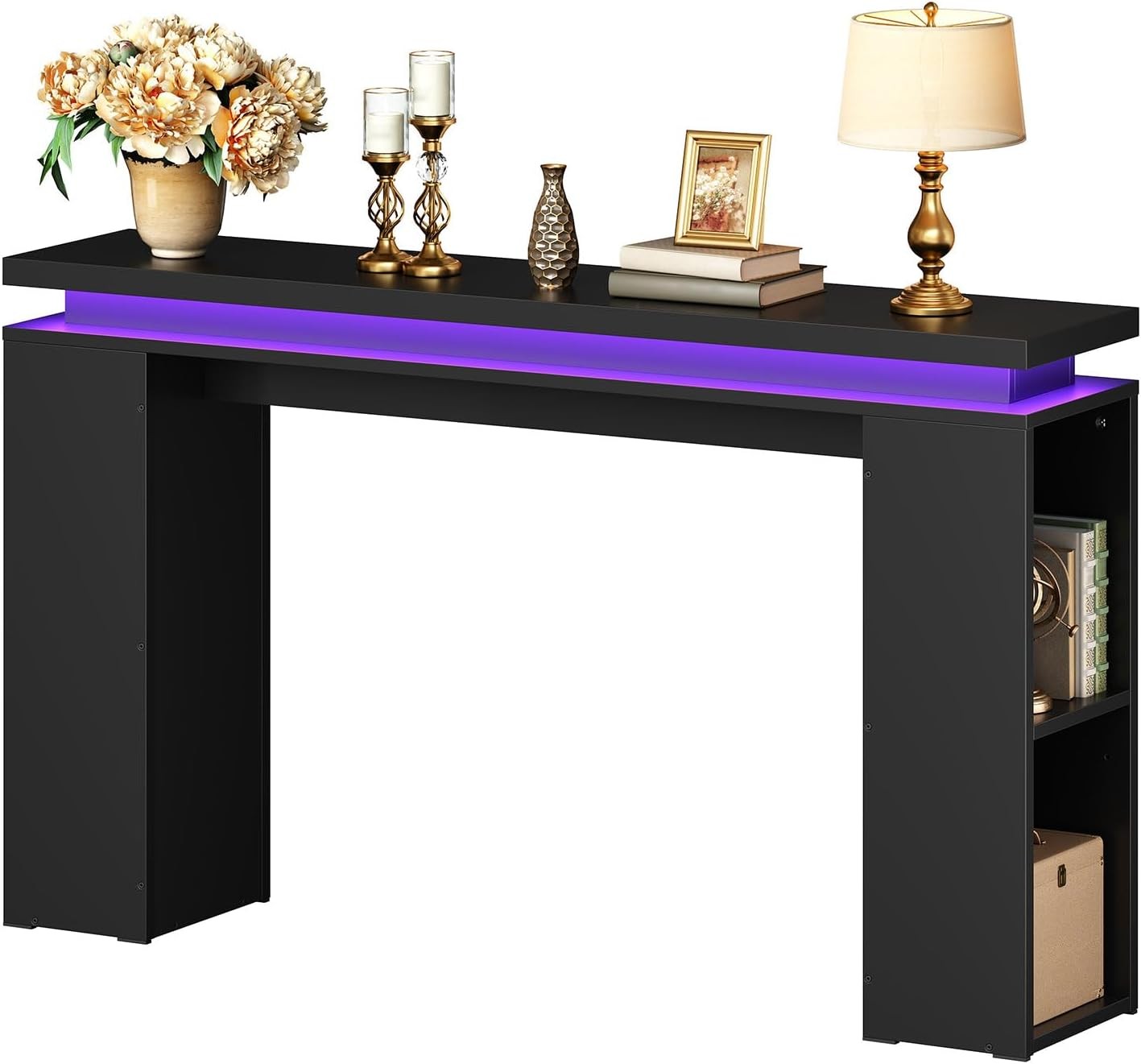 Console Table with LED Lights Entryway Table with Floating Tabletop Sofa Table