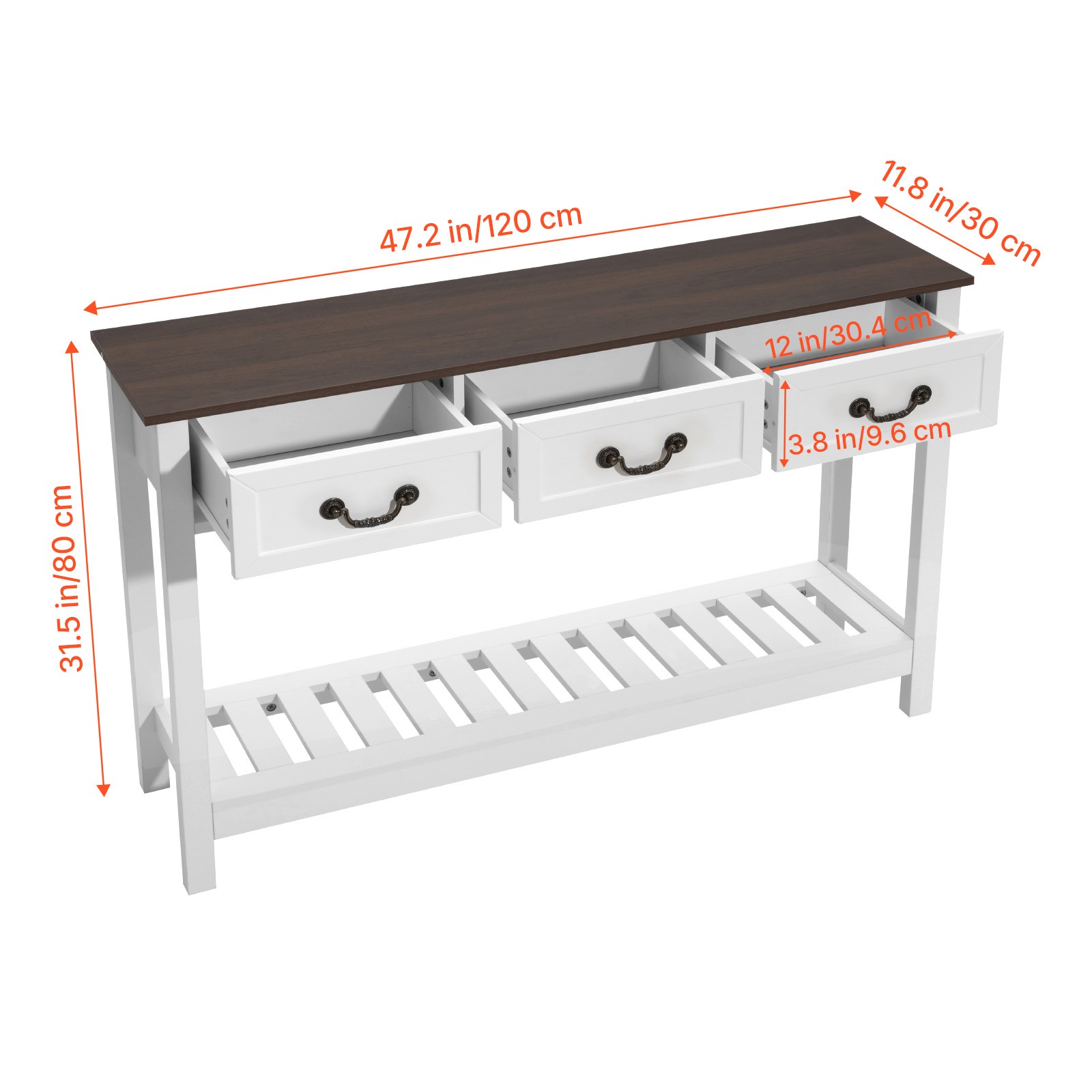 Uimoso 47″ Console Table with Drawers Rustic Sofa Desk Entryway Hall Side Stand