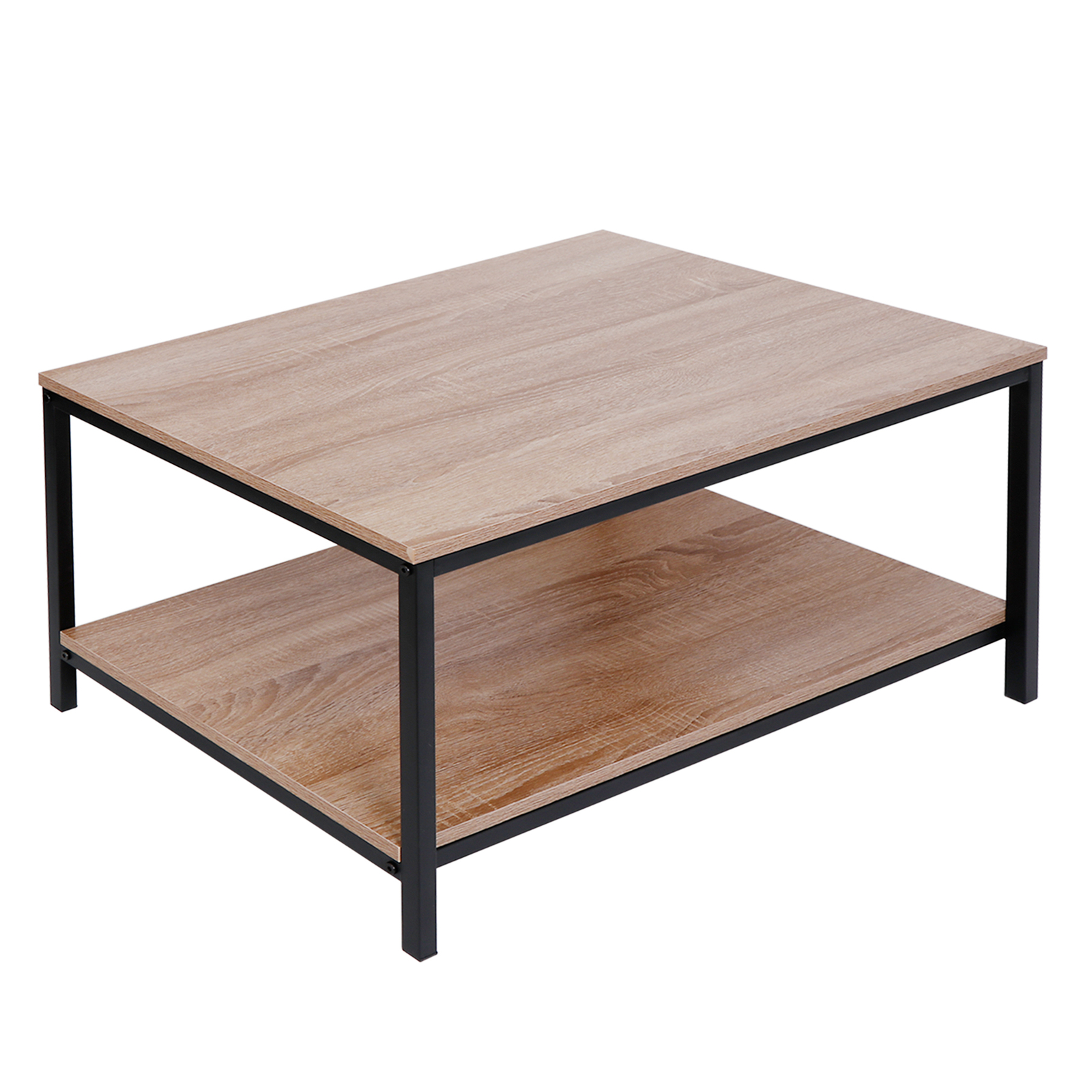Natural Home MDF Coffee Table Two Tiers Tea Table Desk Solid Metal Frame