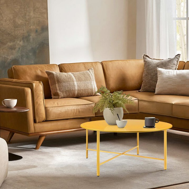 Round Coffee Table, Industrial End Table in Living Room, Side Table for Any Room