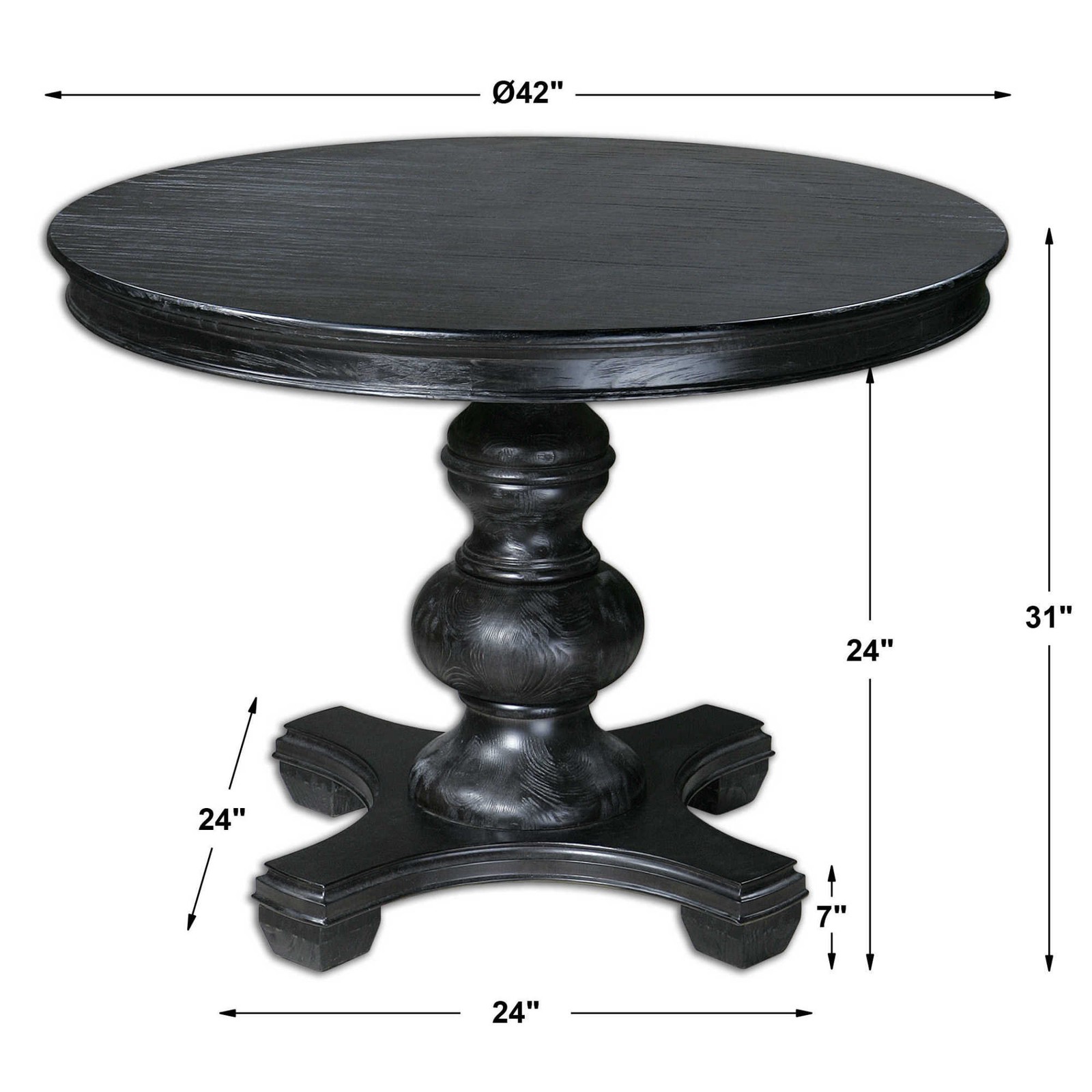 Uttermost 24310 Brynmore 42″ Round Satin Black Pedestal – MultiColor