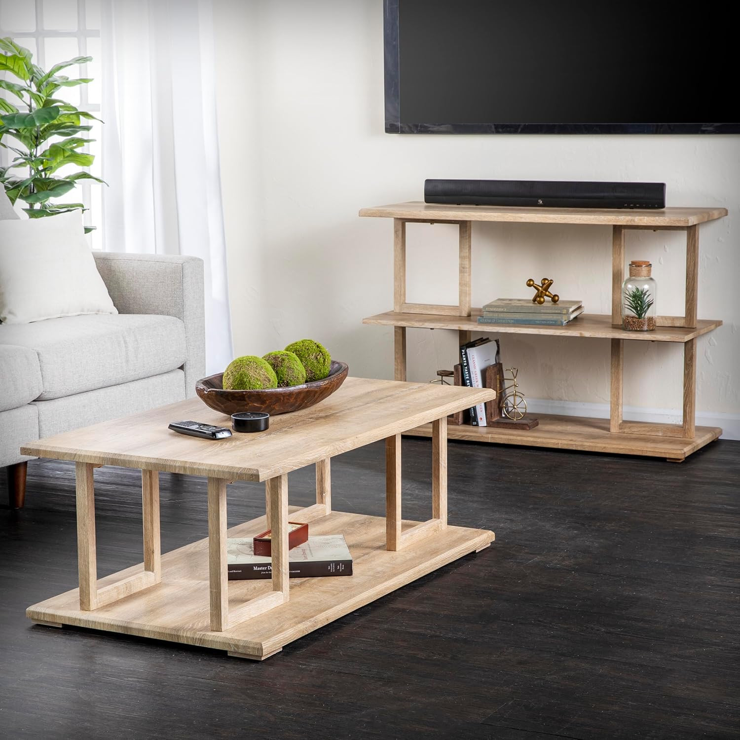 Markworth 42″ Natural Wood Geometric Console Table by