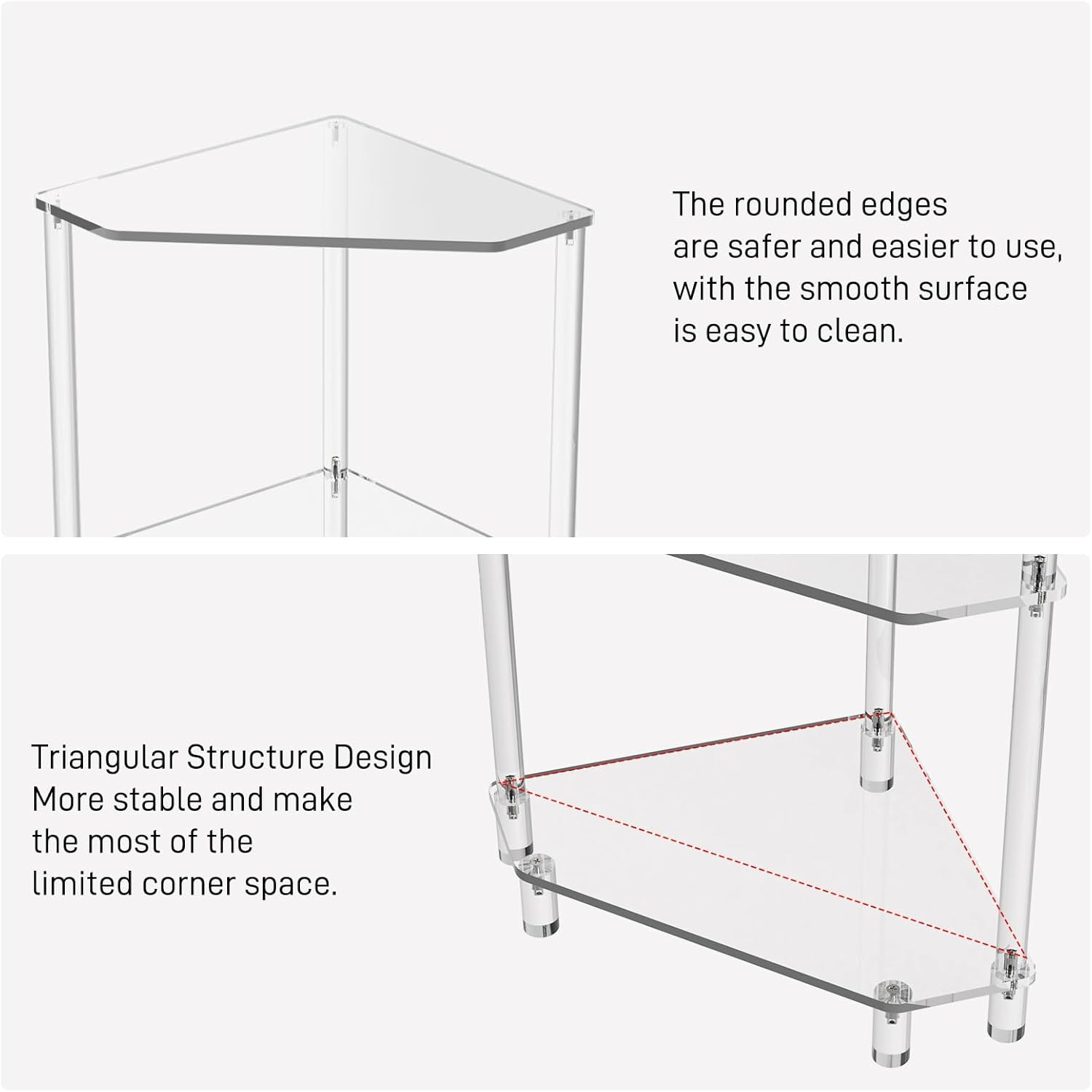 Stylish Acrylic 3-Tier Corner Side Table for Any Room – 11.8” x 26
