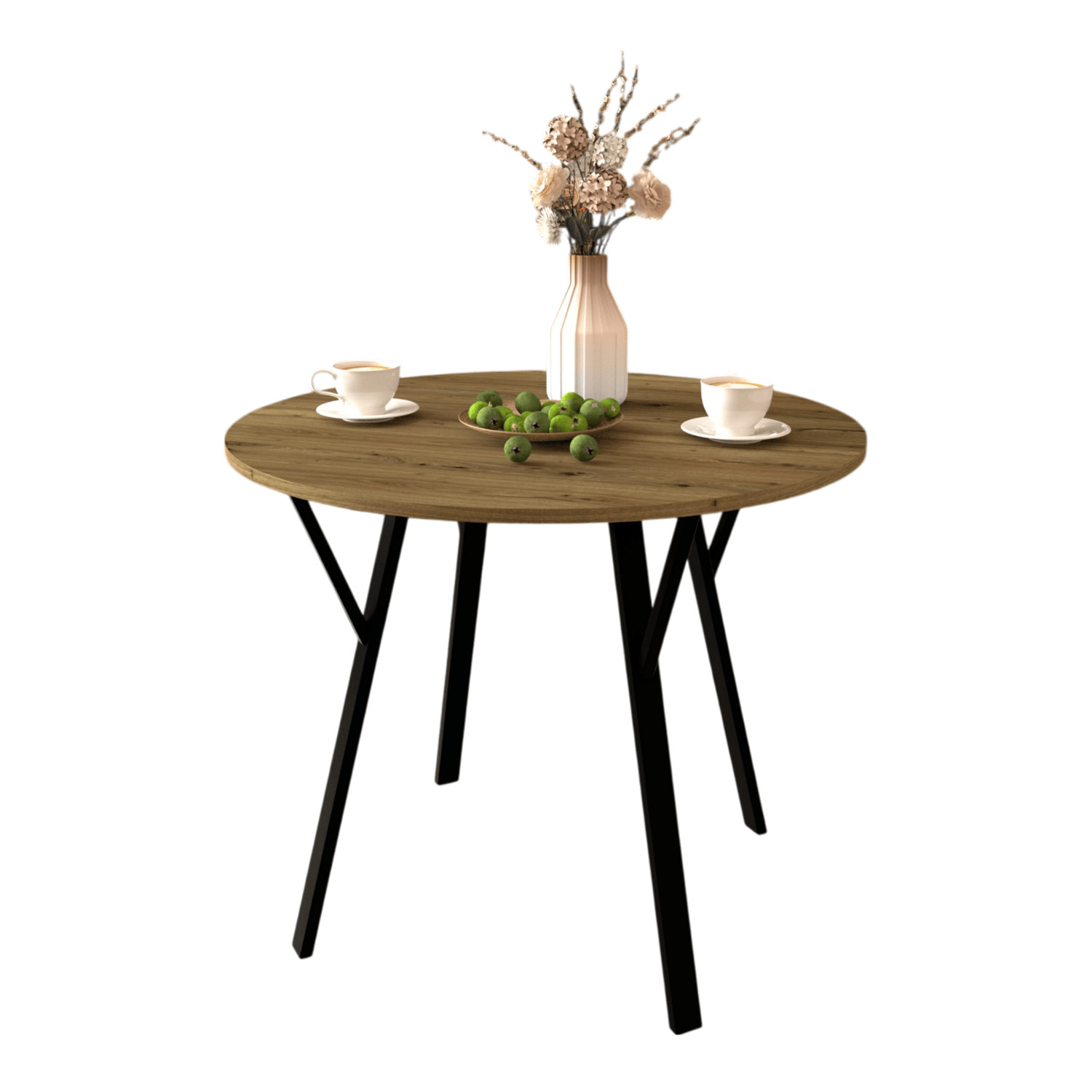 35.4″ Round Dining Table, Circle Kitchen Table with Metal Legs for 2-4 Person