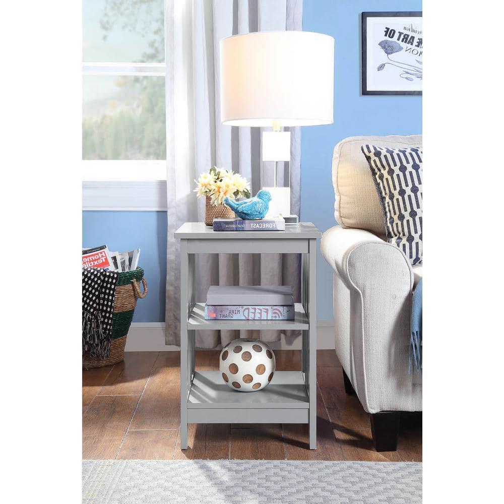 End Table Shelves 15.75 in. Gray Standard Height Square Top Wood Particleboard