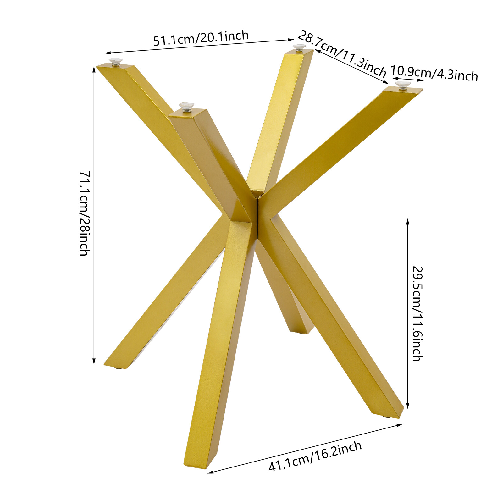Gold Table Leg Table Base Metal Coffee Table Leg w/4 Suction Cups Floor Standing