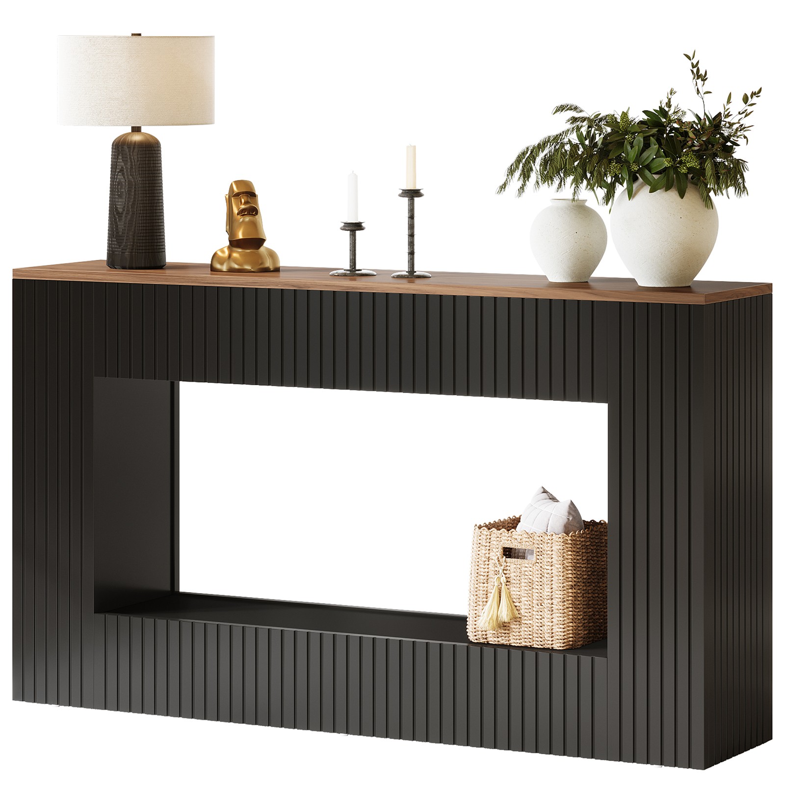 Tribesigns Long Console Table, 55” Narrow Wood Entryway Sofa Table with Storage