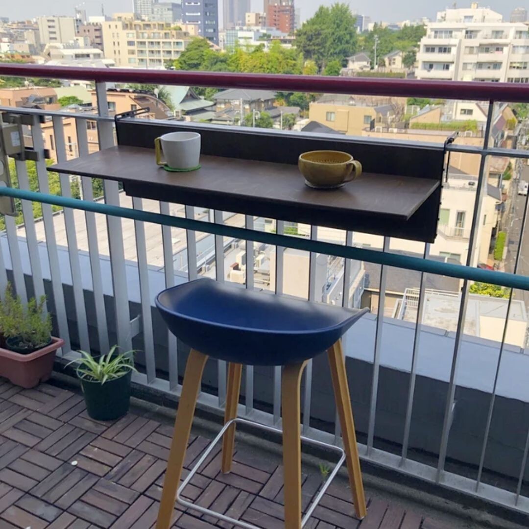 Foldable Balcony Bar Table, Walnut Color, Table for Terrace, Free Fast Shipping