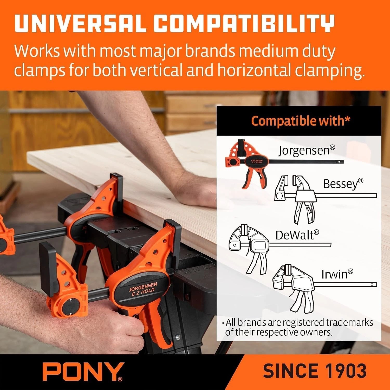 31” Folding Workbench with Clamps – 2-in-1 Adjustable Sawhorse for All Projects