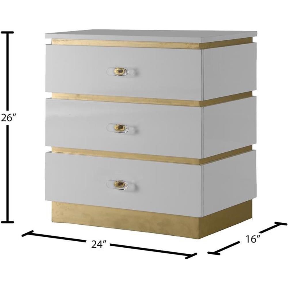 Pemberly Row Contemporary Accent Table in White Lacquer/Gold