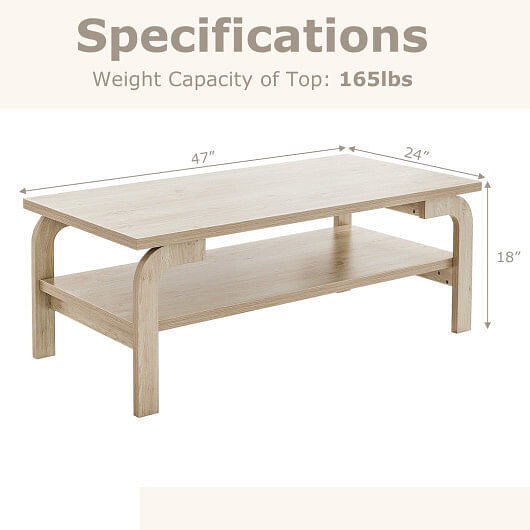 47 Inches Accent Rectangular Coffee Table for Living Room-Natural – Color: Natur