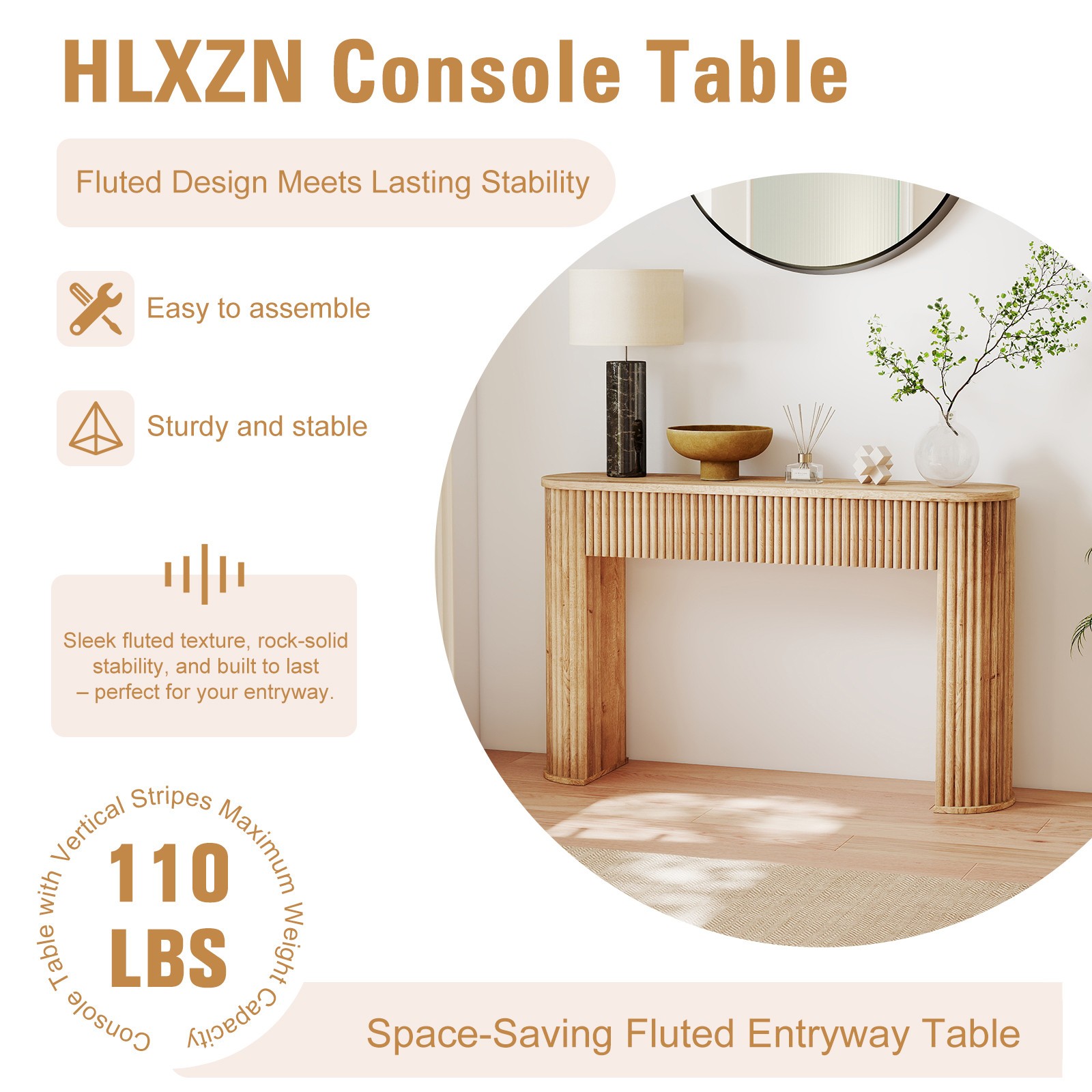 Console Table for Entryway, 47 Inch Farmhouse Sofa Table for Living Room
