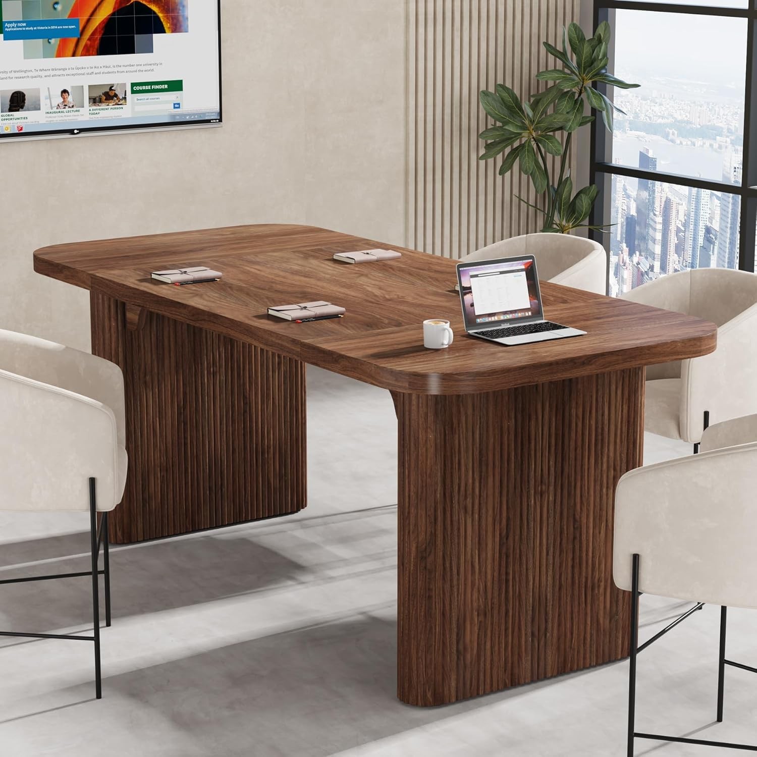 62″ Rectangular Executive Computer Desk, Large Modern Wood Office Writing Table