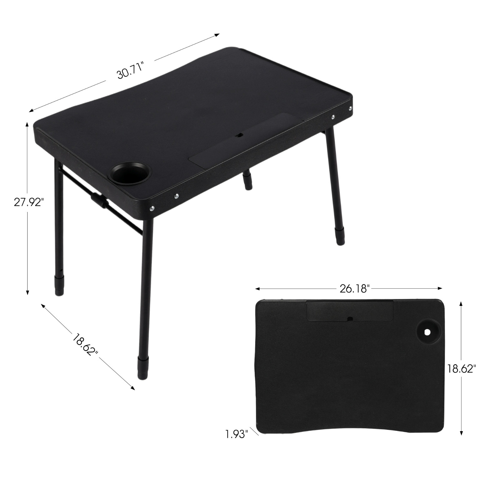 Mainstays 26″ Adjustable Height Personal Folding Table with Cupholder and Tablet