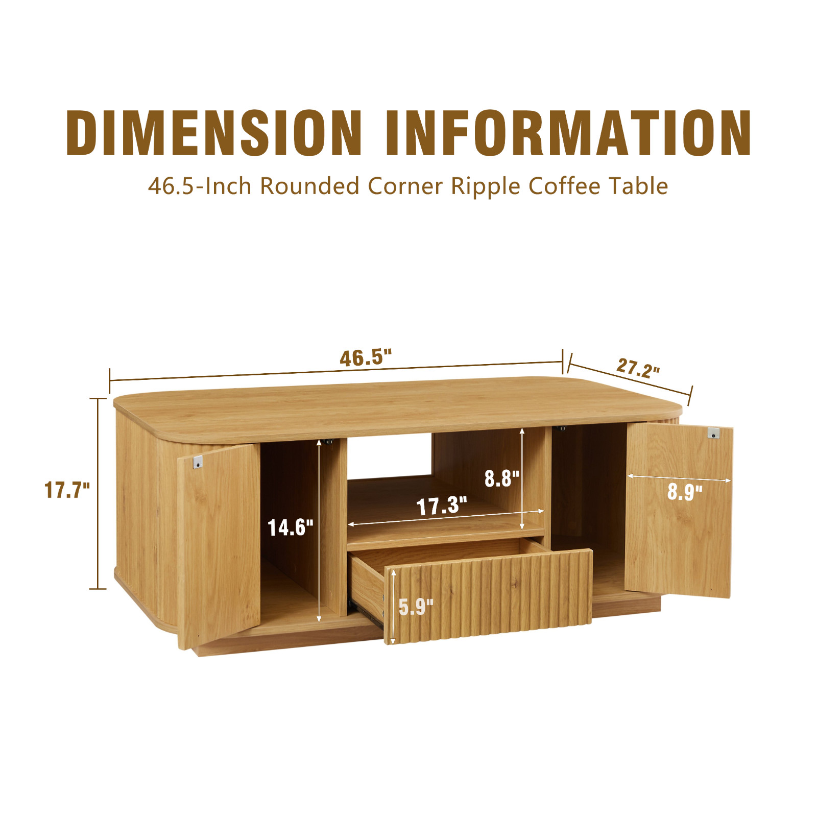 Modern Oval Coffee Table Center Table With Storage Drawers Doors For Living Room