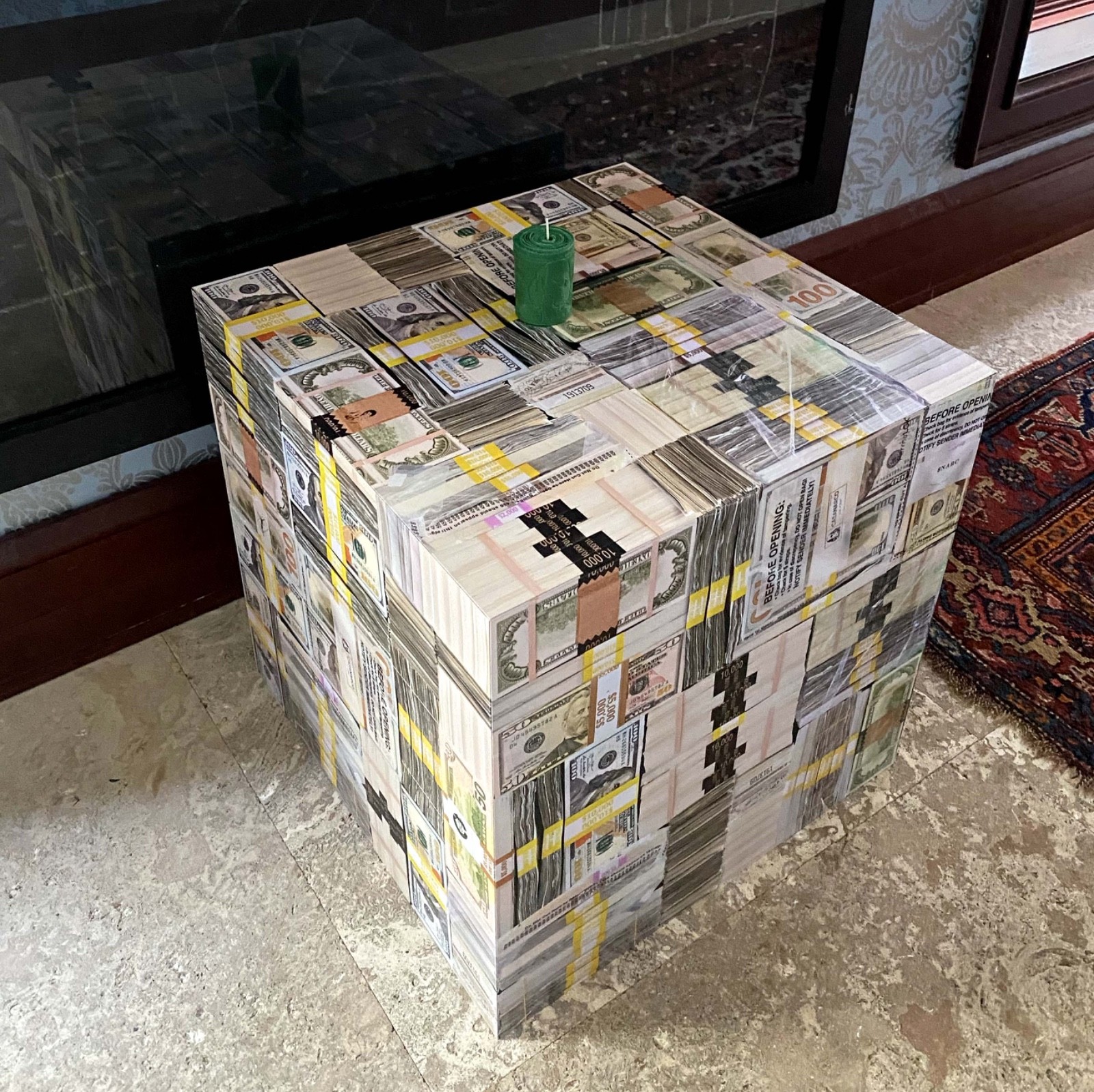 Hush Money Money Cube End Table – Hyper Realistic From All Sides Fast Shipping