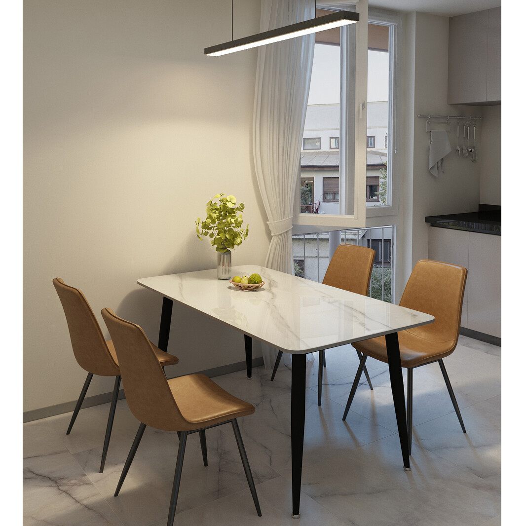 Glossy/ Matt 6 Seater Marble Dining Table Kitchen Fancy Restaurant Dinner Table