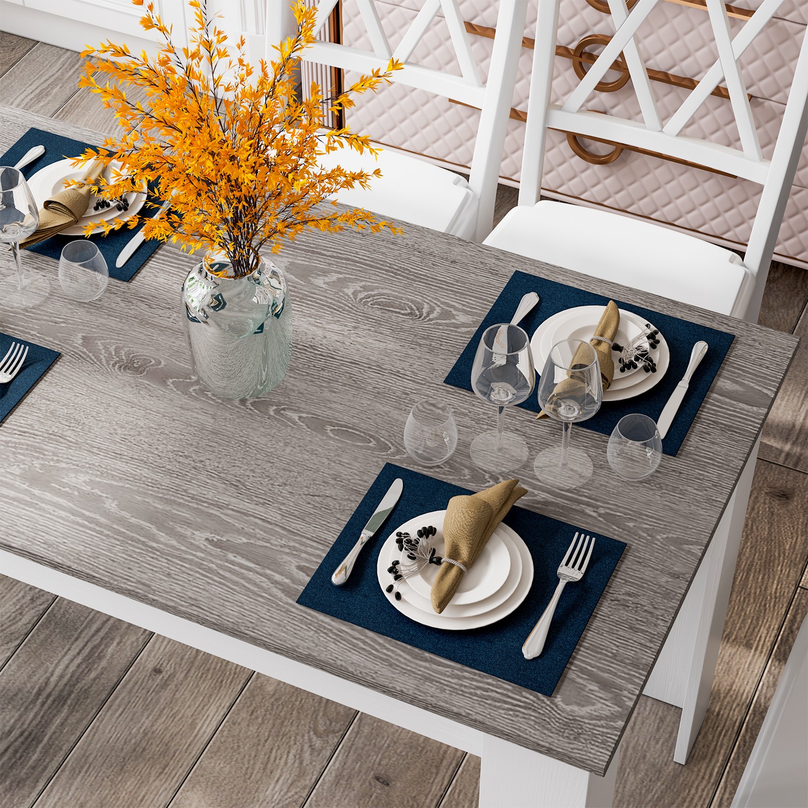 Costway 47″ Kitchen Dining Table Dining Table for Small Space Dark Gray