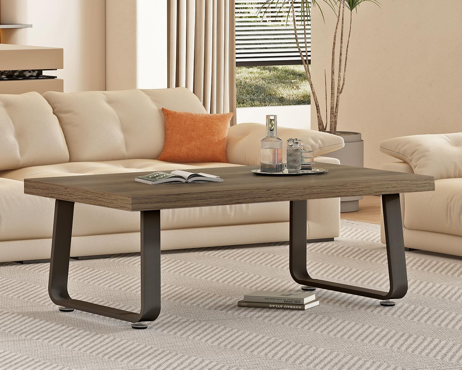 47″ Rustic Industrial Coffee Table – Modern Farmhouse Design for Any Room