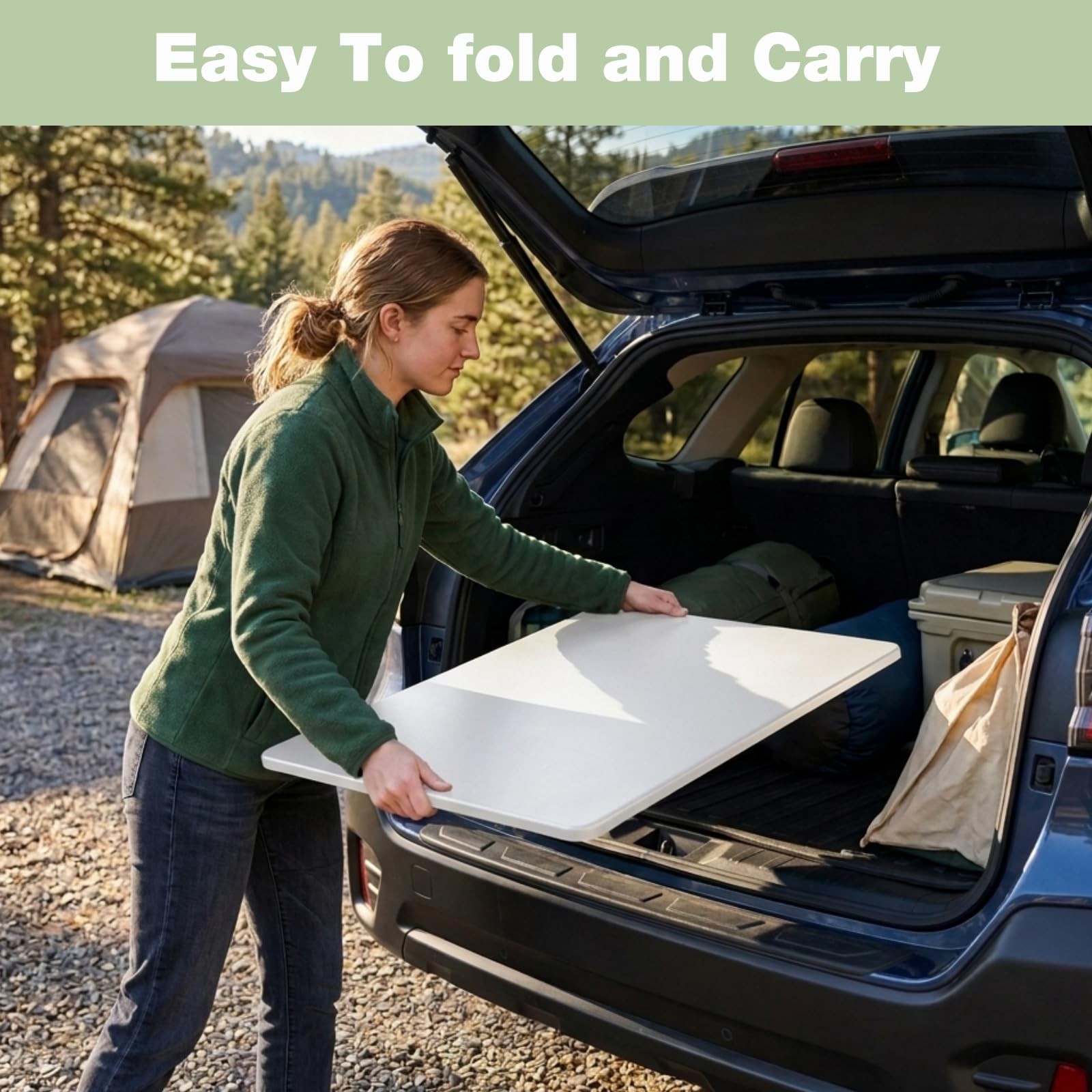 2.7ft Rectangular Folding Table for All-Occasion, Foldable with HDPE Tabletop