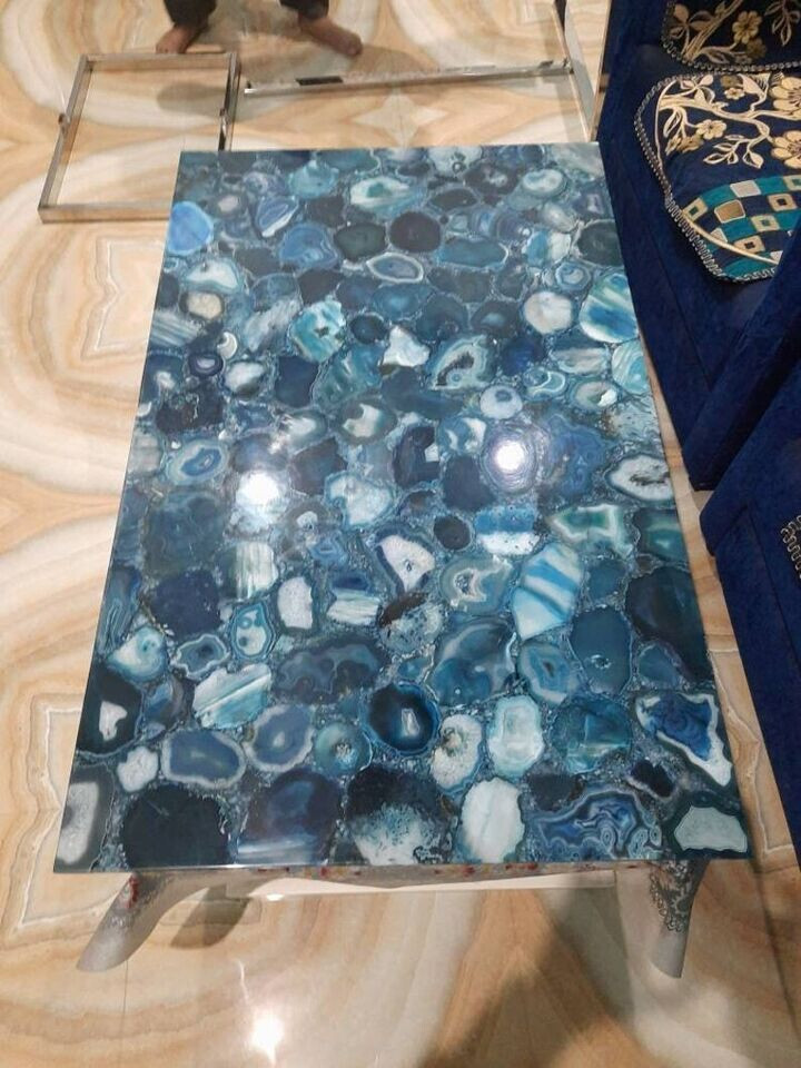 Blue Agate Coffee Table – Handcrafted with Unique Natural Stone Design