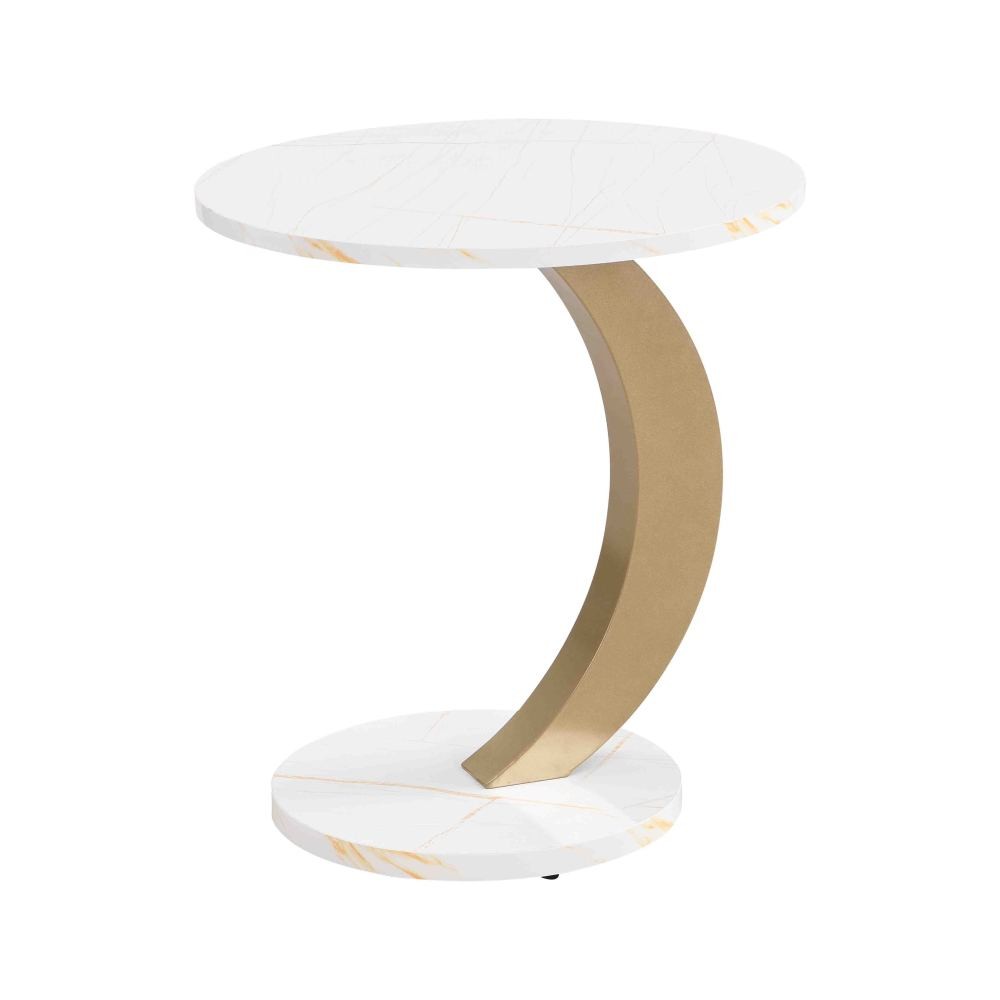 Nesting Coffee Table Set of 2 Oval Round Side End Tables Golden MDF Metal Frame