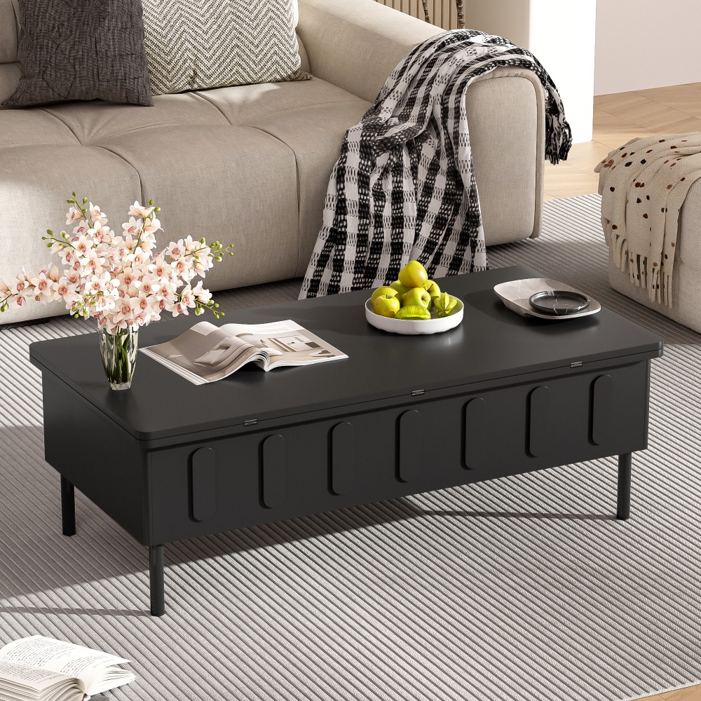 Coffee Table with Drawers, Foldable, Featuring Hidden Storage Compartments