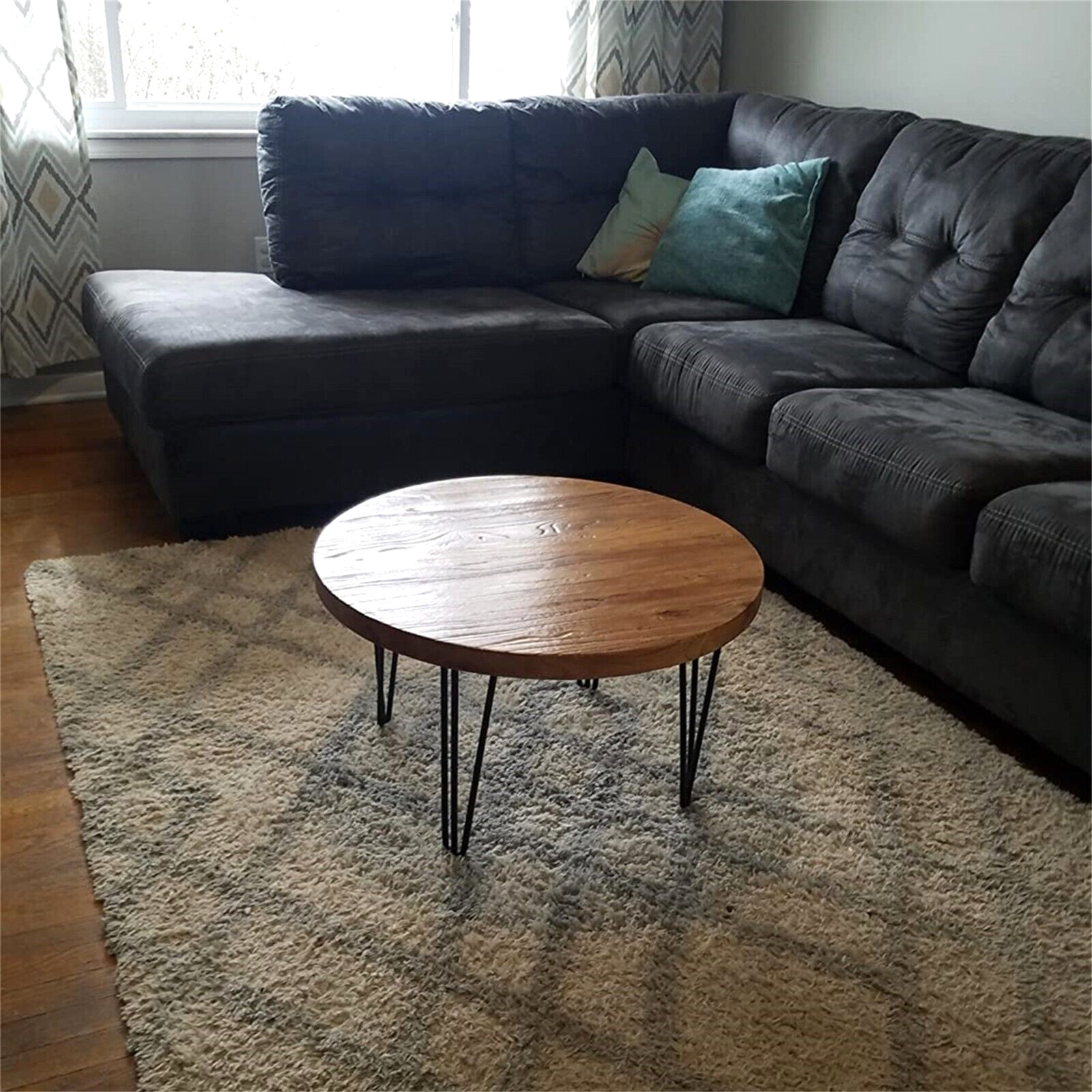 Rustic Round Old Elm Wooden Coffee Table Home Furniture for Living Room Decor