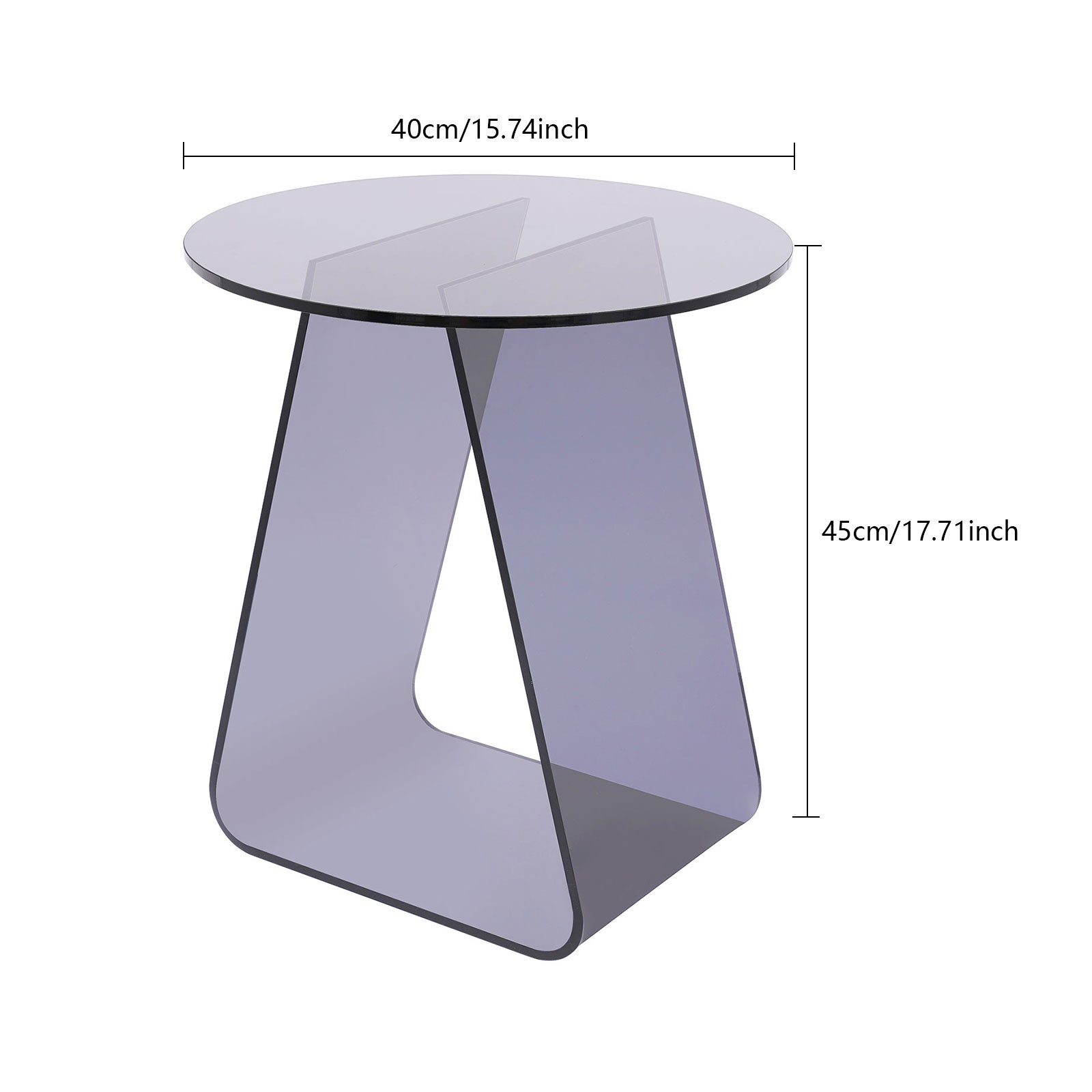 17.71in H Side Table Acrylic End Table Modern Nightstand Floorstand Coffee Desk