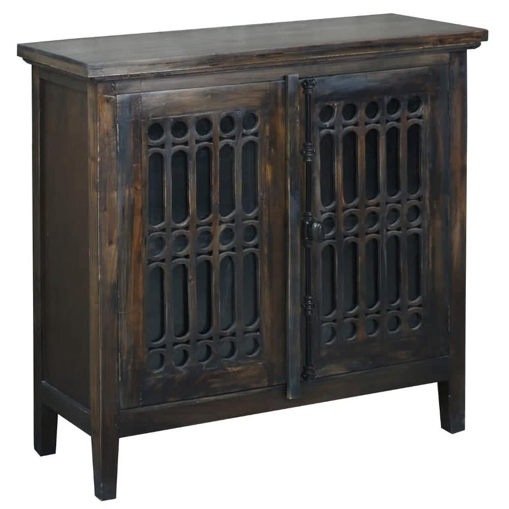 Sunset Trading Cottage Carved 39″ Solid Wood Cabinet in Distressed Brown
