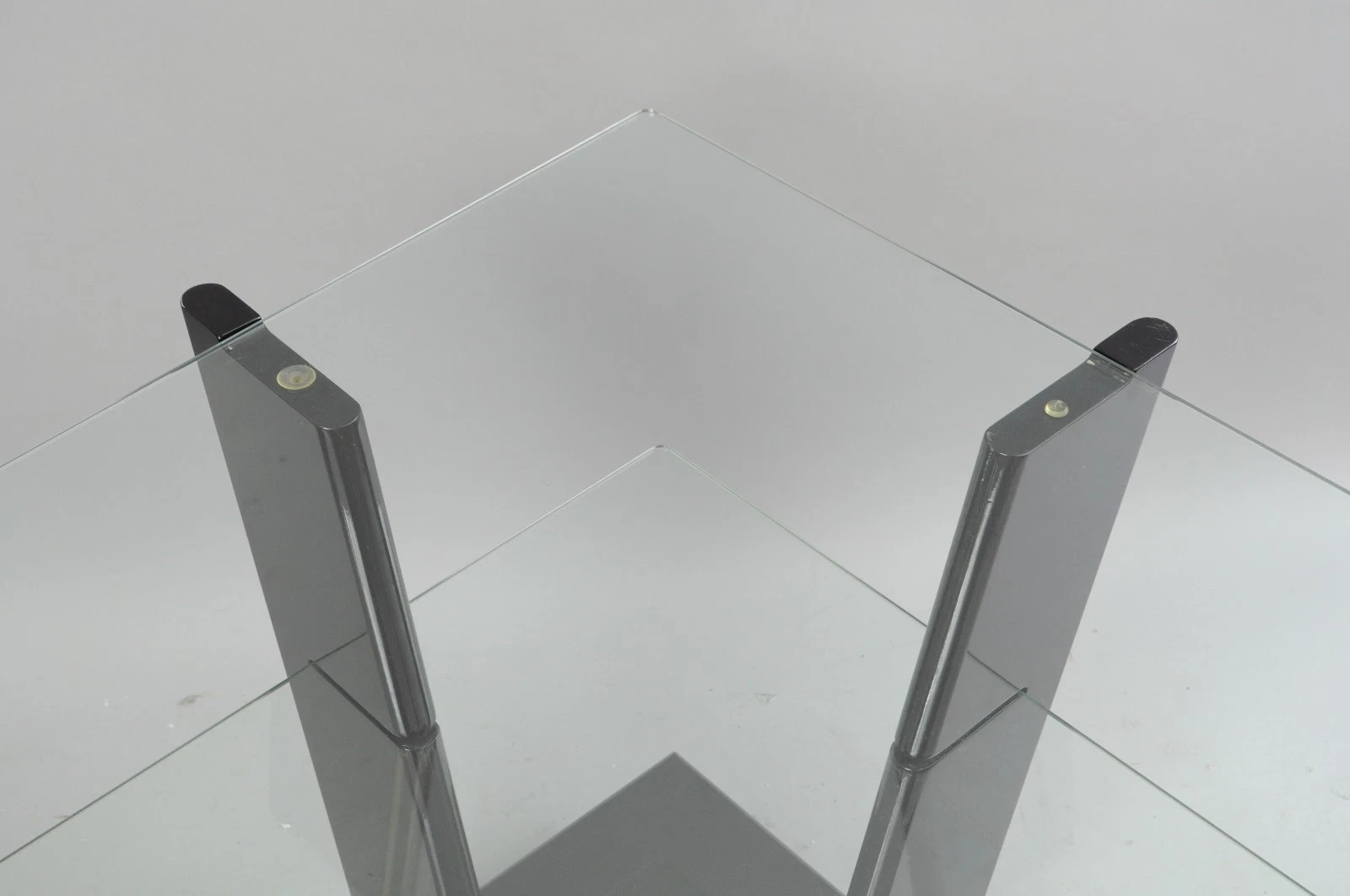 Contemporary Modern Black Lacquer & Glass 3 Tier Space Age End Tables – a Pair