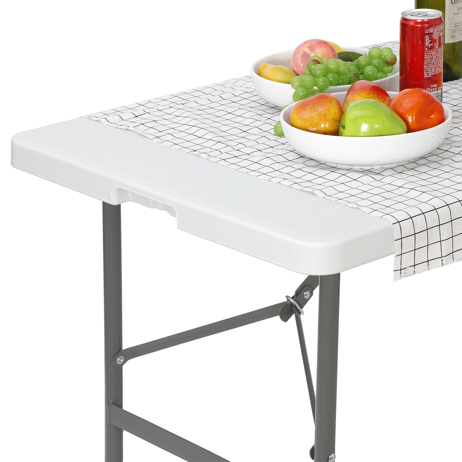2PCS 4FT Foldlable Table Durable w/Carry Handle Picnic Party Camping Desk White