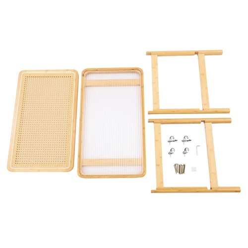 Side Table Nature Rattan Glass End Table 2-Tier with Storage Bamboo Table