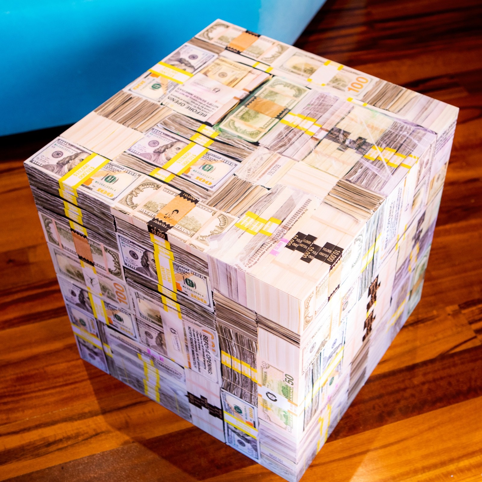 Hush Money Money Cube End Table – Hyper Realistic From All Sides Fast Shipping