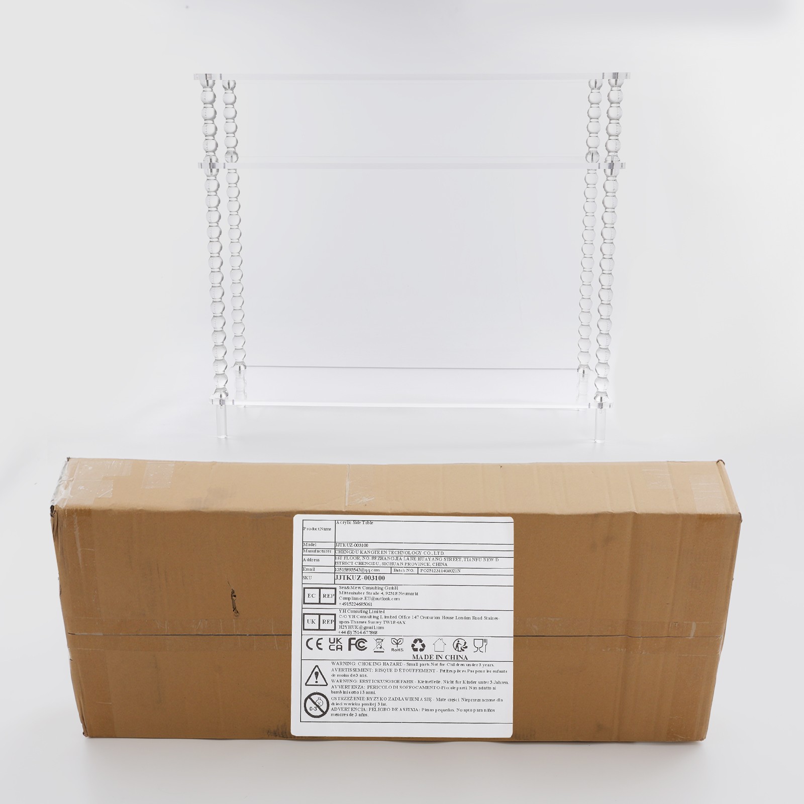 3 Tiers Entryway Table, Free Standing Acrylic Console Table, Modern Sofa Table
