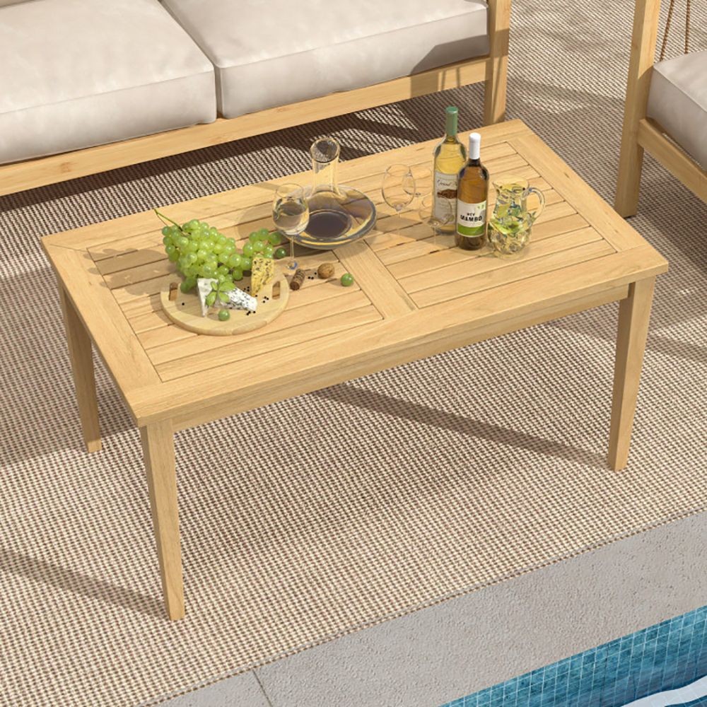 35.5in x 20in x 18in Teak Wood Slatted Outdoor Coffee Table 90lb