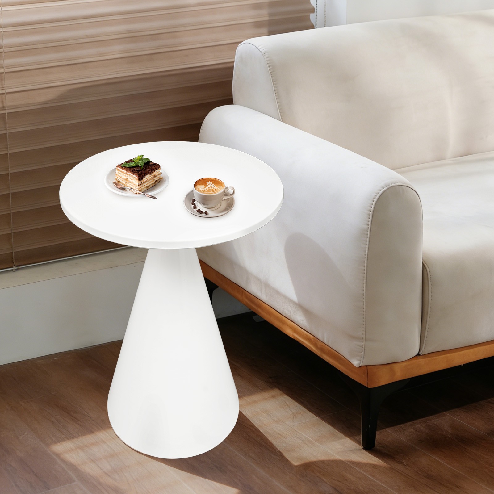 Living Room End Table White Modern Round Metal Coffee Table Home Decor Table