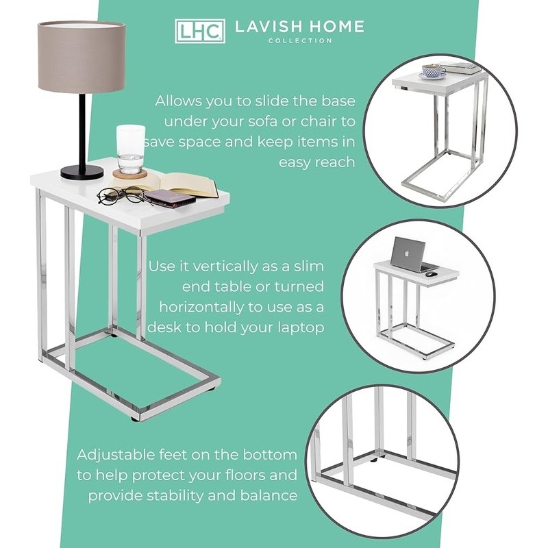 C Shaped Accent Tables Set of 2 Slim End Tables Living Room Bedroom Office New